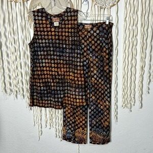 April Cornell Tank and Pant Set in Rayon Brown and Wheat Color with Swirl Accent